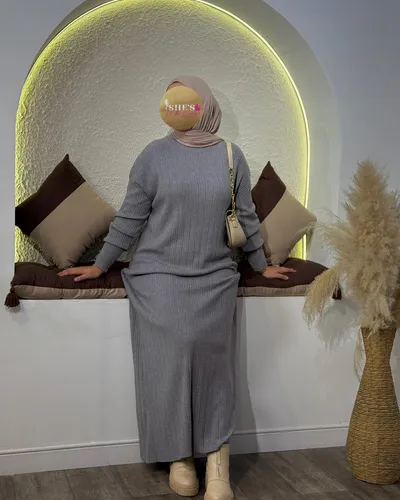 Robe Hijab Rayé AMF26106B 4