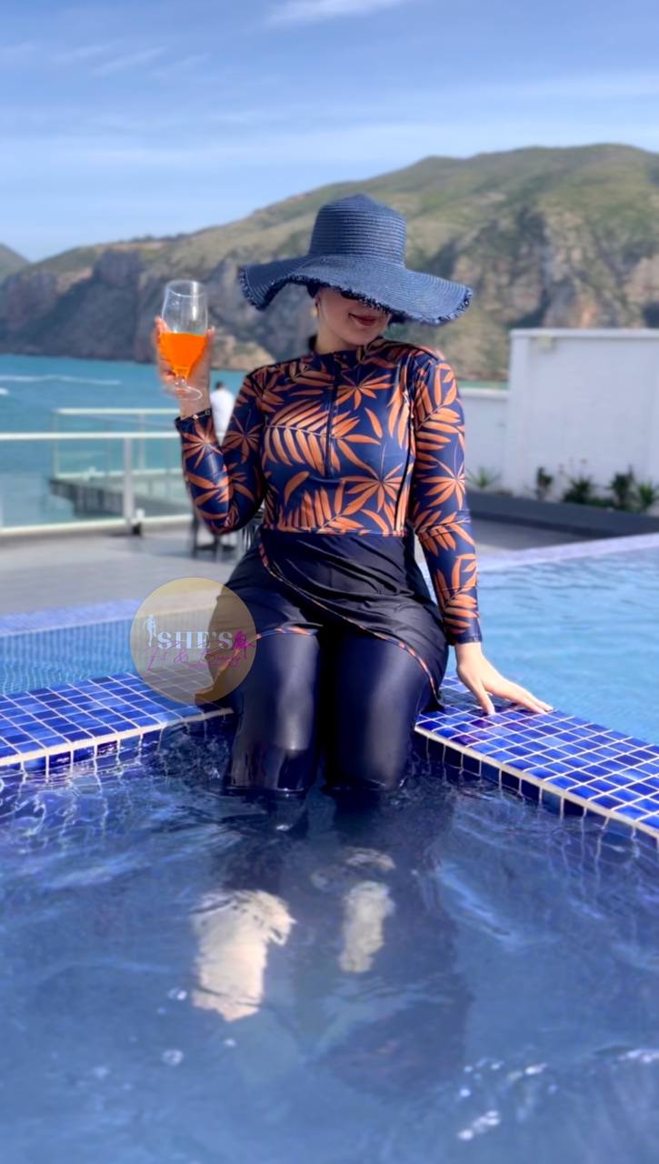Burkini croisé palmier